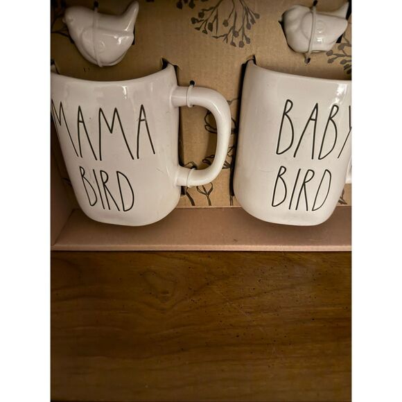 Rae Dunn Mama Bird & Baby Bird Mug Set w/ Ceramic Birds Cute Set - Picture 1 of 4
